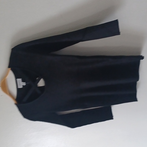 Ribbed Black Knit Ballet X Front Top CV200459 CARMEN Marc Valvo Stretchy - Picture 4 of 7